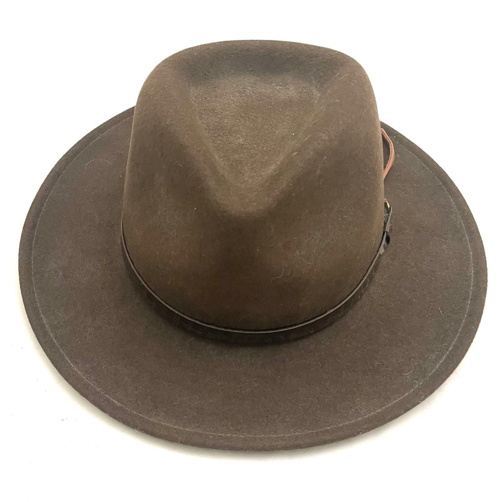 Indiana Jones Wool Fedora Hat Mens XL Brown Felt Wide Brim Made in USA